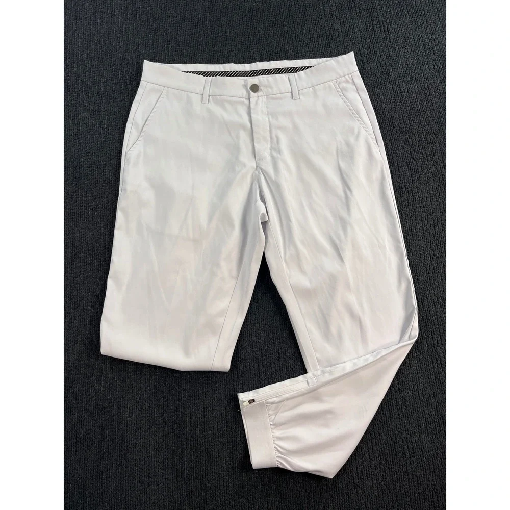Primo Men White Golf Joggers Size 34 Short Tapered Performance Pants Zipper Cuff